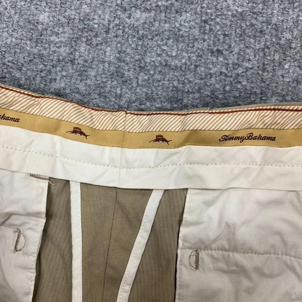 Tommy Bahama Pants Mens 34 Bison Silk Blend Pleated Front Straight Leg Relaxed